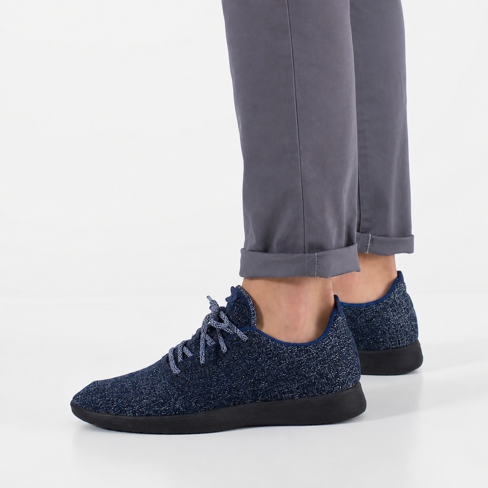 Allbirds Wool Runners Marled Knit Sneakers Navy Blue Sustainable Comfort Size W7